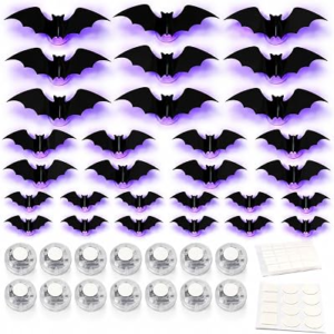 NELIANGIA 36 Pcs LED Halloween Bats Wall Decor