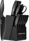 HENKELIVING Knife Set with Built-in Sharpener Block