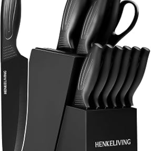 HENKELIVING Knife Set with Built-in Sharpener Block