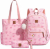 Amythe Pink 3PCS Corduroy Backpack Set