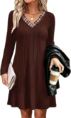 OFEEFAN V Neck Sweater Dress