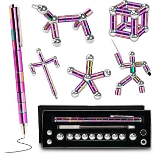 Magnetic Fidget Pen teen gifts – Cool Gadgets Gift for Men Dad, Modular Metal Stress Relief Toy for ADHD Anxiety, Creative Building Blocks Writing Stylus, Ideal Father’s Day & Graduation Present