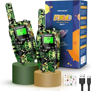 FAYOGOO 2 Pack Walkie Talkies for Kids Long Range 4 Miles,Kids Walkie Talkies with Flashlight, Christmas Birthday Toys Gifts Ideas Present for 3-12 Year Old Boys Girls (Green)