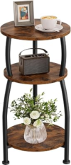 Small Round Side Table 3-Tier Slim End Table