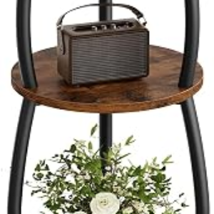 Small Round Side Table 3-Tier Slim End Table