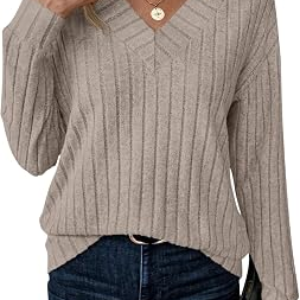 JUSTFASHIONNOW Long Sleeve V Neck Shirts