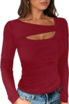 ANRABESS Womens Ribbed Cutout Long Sleeve Shirts