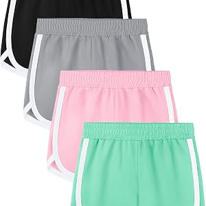 AIKUCO 4-5 Packs Girls Athletic Shorts