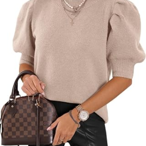 UNCLECAT Womens Puff Short Sleeve Sweaters