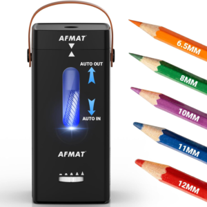 AFMAT Electric Pencil Sharpener, Fully Automatic Pencil Sharpener, Auto in & Out, Rechargeable Hands-Free Sharpeners for Jumbo & Colored Pencils (6.5-12mm), Portable for Home/Classroom/Office PSC6