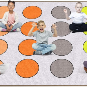 ABCarpet Classroom Rug, 7’6″ x 13’1″ Durable Boho Classroom Carpet, Non-Slip Preschool Rug with 24 Seating Squares for Reading Area, Circle Time, Kids Playroom, Teacher Use