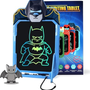 LCD Writing Tablet for Kids 10 Inch Bat Hero Drawing Board for Boys 3 4 5 6 7 Erasable Drawing Pad with Lanyard High Definition Color Doodle Board Travel Toy Birthday Gift for Toddler