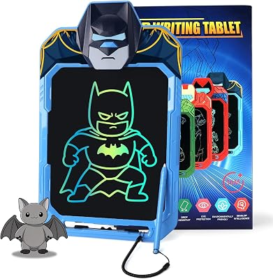 LCD Writing Tablet for Kids 10 Inch Bat Hero Drawing Board for Boys 3 4 5 6 7 Erasable Drawing Pad with Lanyard High Definition Color Doodle Board Travel Toy Birthday Gift for Toddler