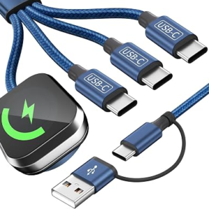 Travel Essentials Multi Charging Cable with 3 Type-C Ports iWatch Charger