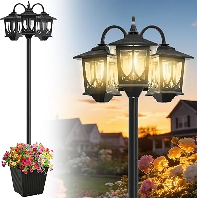 JOYOOWILD 74" Solar Lamp Post with Planter