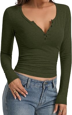 UNCLECAT Women Long Sleeve Crop Top