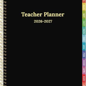 2026-2027 Teacher Planner Weekly and Monthly Teacher Planner 2026-2027 Academic Year, July 2026 – June 2027, 8.7″ x 10.8″, Lesson Planner Book with Twin-Wire Binding & Tabs for Teachers – Black