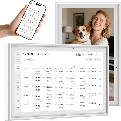 15.6" Digital Calendar, Planner Electronic Calendar & Chore Chart, Touchscreen Interactive Electronic Organizer for Monthly, Weekly & Daily Agenda, Chore Chart, Digital Photo Display, Wall & Desk Mountable