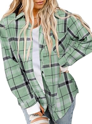 ASIERTIY Womens Buffalo Plaid Flannel Shirt
