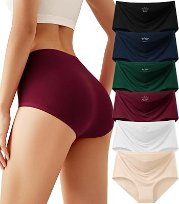 KIQNSAM Women 6 Pack Seamless Cotton Underwear