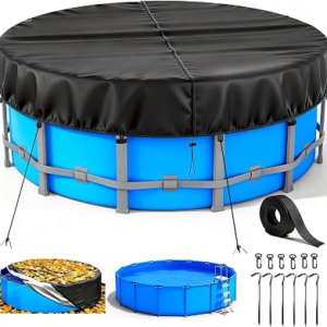 ROMIVO 12Ft Round Black Above Ground Pool Cover