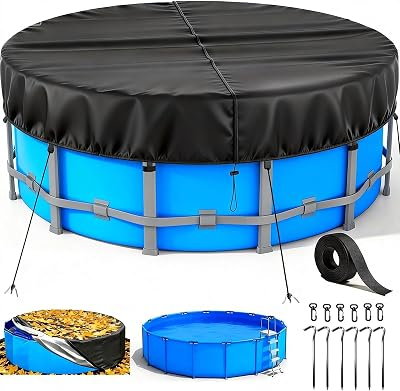 ROMIVO 12Ft Round Black Above Ground Pool Cover