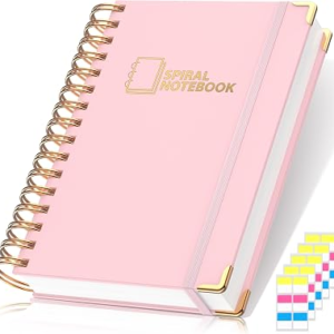 Lined Spiral Journal Notebook for Women Men, Medium A5 300 Pages, College Ruled Hardcover Notebooks for Work and Note Taking, Journals for Writing – Pink