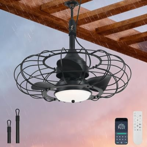 Outdoor Ceiling Fan with Light 20in Gazebo Fan with Remote and APP