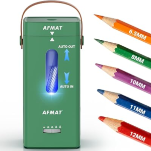 AFMAT Electric Pencil Sharpener, Fully Automatic Pencil Sharpener, Auto in & Out, Rechargeable Hands-Free Sharpeners for Jumbo & Colored Pencils (6.5-12mm), Portable for Home/Classroom/Office PSC6