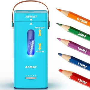 AFMAT Electric Pencil Sharpener, Fully Automatic Pencil Sharpener, Auto in & Out, Rechargeable Hands-Free Sharpeners for Jumbo & Colored Pencils (6.5-12mm), Portable for Home/Classroom/Office PSC6