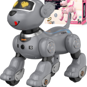 anysun Remote Control Robot Dog for Kids, Programmable Smart Puppy Intelligent Learning Dancing Walking RC Robot Toys for Girls and Boys (Gray)