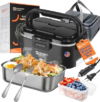 Annie & Mia Design Electric Lunch Box for Adults, 100w 1.8L Portable Food Warmer for men Heated Lunch Box for Adults, Home/Car/Office/Truck Use, Lonchera Eléctrica Portátil