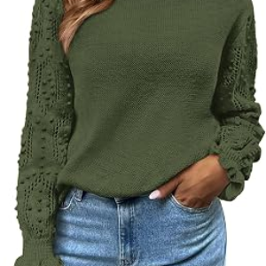 BTFBM Hollow Out Sweaters for Women, 2026 Trendy Tops,Army Green,S