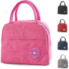Small Portable Cute Lunch Bag for Boys Girls, Reusable Snack Bags with Front Pocket for Picnic Office Work Outdoor(Pink)