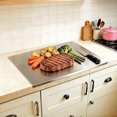 Stainless Steel Cutting Boards for Kitchen, Food Grade Steel Cutting Board Non Toxic, Metal Cutting Board for Fruits, Vegetables, Bread, Small Cutting Boards Easy To Clean,15.7''L x 11.8''W