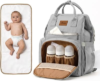 Large Diaper Bag for Mom: 27 Liters with Changing pad – Insulated Lightweight Travel Backpack for Organizing Baby Boy & Girl Essentials – Grey