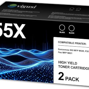 55X Toner Cartridge 2-Pack Compatible 55X CE255X Black Toner Cartridge Raplacement for HP 55X CE255X use with P3015 P3015dn P3015x Pro 500 MFP M521dn M521dw M525dn M525f M525c Printer