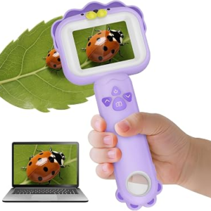 Kids’ Microscopes, Portable Mini Pocket Handheld Microscope for Toddlers, Educational Science Stem Toys for Christmas Birthday Gifts for 3 4 5 6 7 8 9 10-Year-Old Boys Girls (Lion)