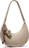 LOVEVOOK Crescent Shoulder Bag for Women, Small Clutch Purse Cute Handbag | Adjustable Strap, Floral Charm, Half Moon Purse, Lightweight and Waterproof Clutch Purses for Daily Shop