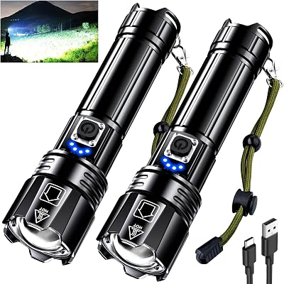 AKNEAR Super Bright Rechargeable Flashlight 2 Pack