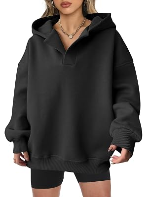ANRABESS Hoodies for Women Oversized V Neck Sweatshirts