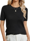 GKBK Women’s Short Sleeve Sweaters Wool Blend Knit Summer Tops
