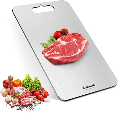 Titanium Cutting Board,Pure Titanium Cutting Boards for Kitchen | Double-Sided Non-Toxic Cutting Board,Vegetables,Fruits,Raw and Cooked Food Prep,Features Handle,Dishwasher Safe,13" x 8"