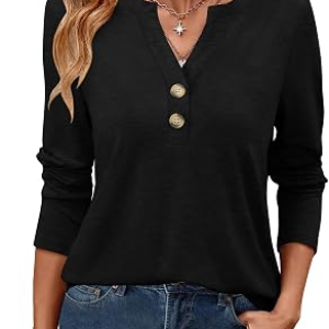 GKBK Womens Long Sleeve Tops Fall Clothing V Neck Casual Shirts