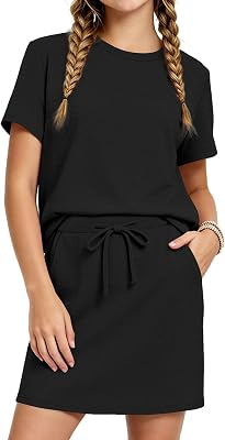 XMWEALTHY Girls Summer Outfits Skirt Set