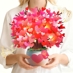 APOTODITO Anniversary Card, Card with Music and Lights, Tree of Hearts Bouquet 3D Card for Women Wife