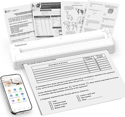 Inkless Portable Printer Wireless Bluetooth Small for Home Use | 8.5"x11" US Letter A4 mobile document printer, compatible iOS, Android & PC, compact design for home office daily printing