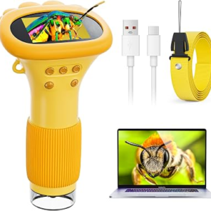 Microscope for Kids, Ahalfcit 1000X Handheld Digital Microscope with 2” HD IPS Screen, Portable Mini Camera for Exploring Nature, Science Educational Toy, Birthday Gift for 3-12 Years Old Boys Girls