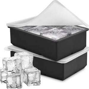 TEMPRIUM 2 Pack Silicone Ice Cube Tray with Lid