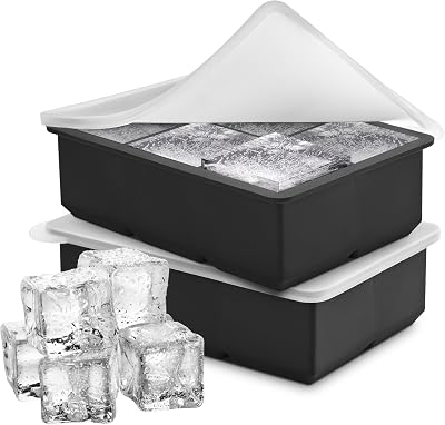 TEMPRIUM 2 Pack Silicone Ice Cube Tray with Lid